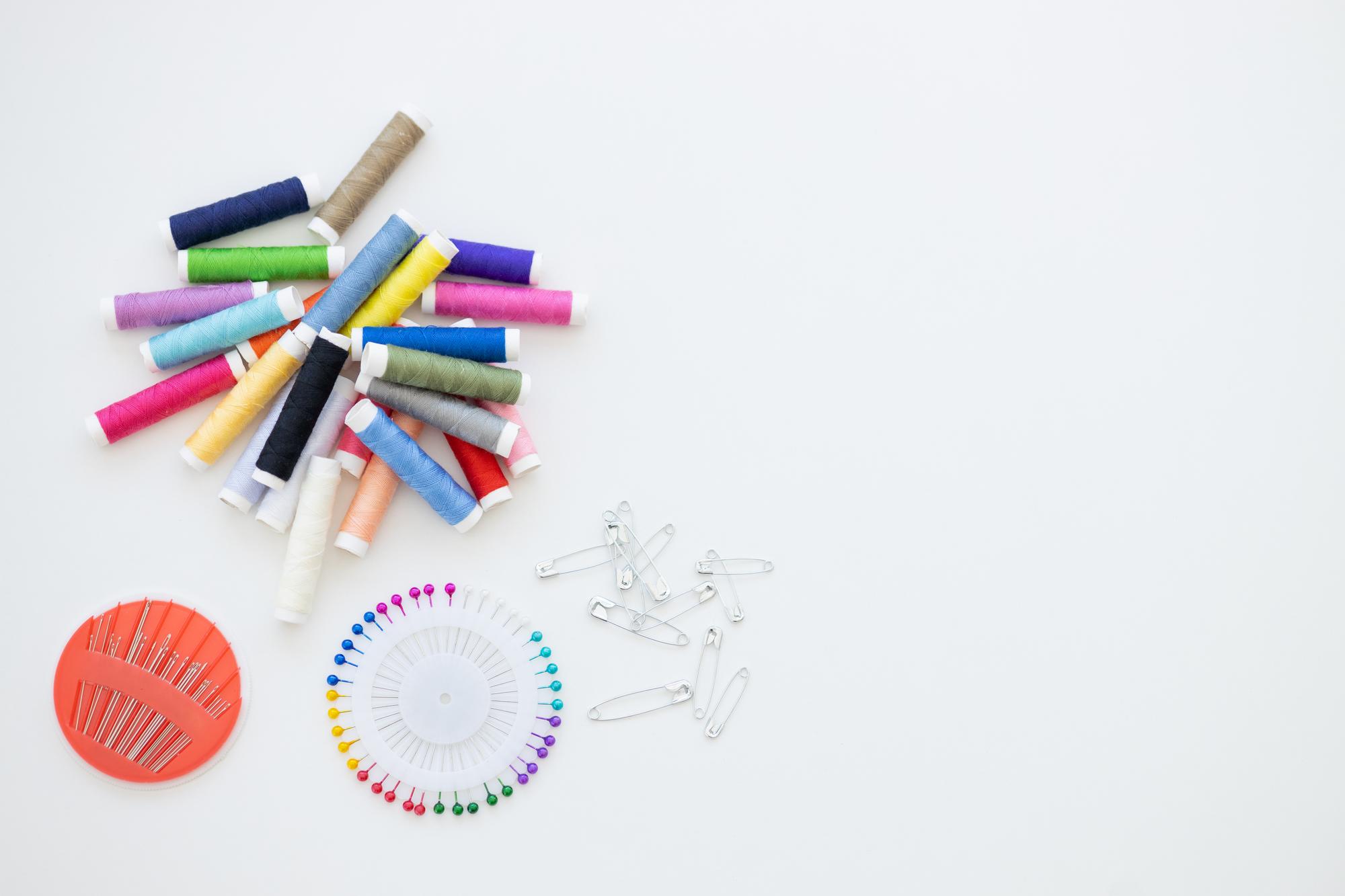 Selection of embroidery kits and threads